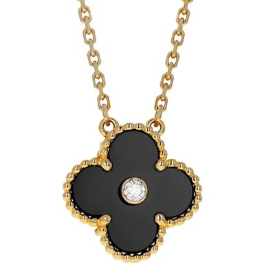 Van Cleef & Arpels Holiday Vintage 2016 18k Rose Gold Onyx Diamant Anhänger