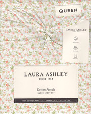 Laura Ashley Queen Sheet Set Evie Apricot Floral 4pc Farmhouse Light Peach Green