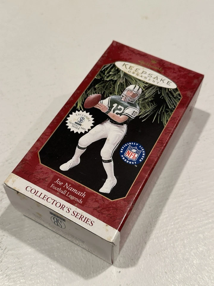 Joe Namath 1997 Hallmark Keepsake Ornamento y tarjeta coleccionable B1 Foto 2 de 4