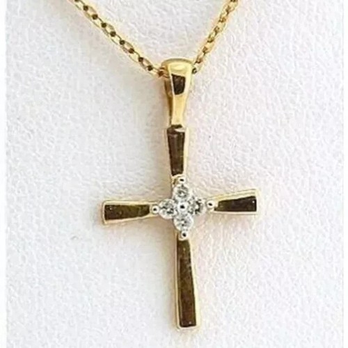 Ciondolo Croce da uomo con polvere di diamante e viti in oro