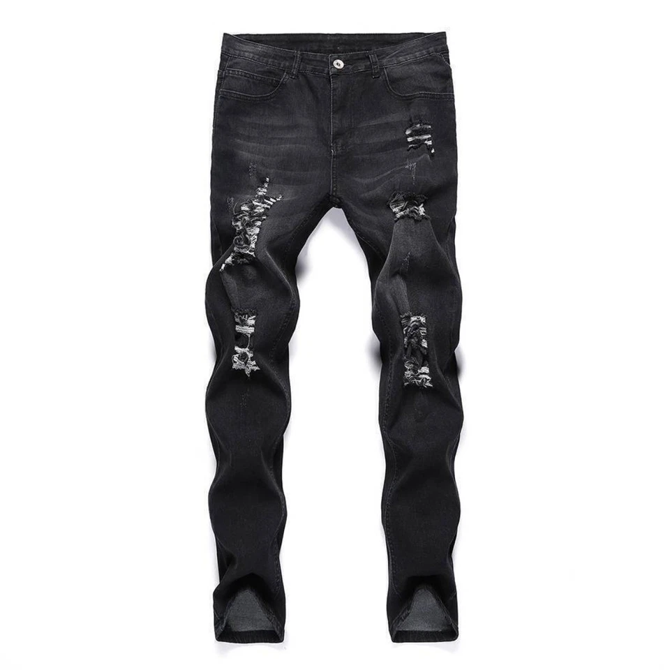 Mens Ripped Skinny Jeans Stretch Distressed Denim Pants Casual Slim Fit Trousers - image 4 of 4