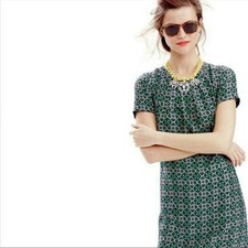 NWOT J. Crew 100% Silk Latticework Swoop Dress