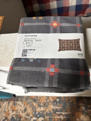 IKEA Kustgran Grey Pillow Cover 16x23  NWT