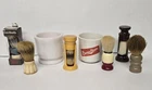 VINTAGE SHAVING LOT: Ever-Ready Brushes (x6) & Burma-Shave Mugs (x2) Barber Memo