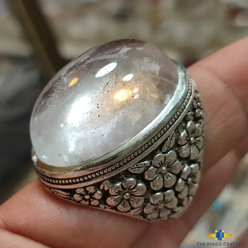 Big Dur Al Najaf 石戒指 Dur e Najaf 石英宝石手工戒指 男式 — 第 2/3 张图片