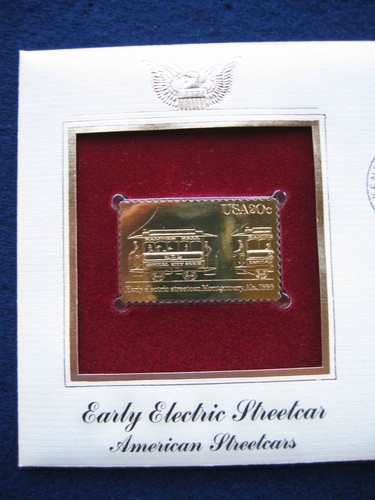 1983 Early Electric American Streetcar Gold GOLDEN FDC Replica Cover STAMP