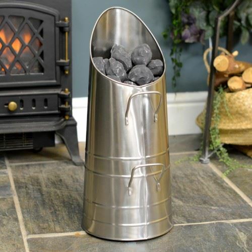 Traditional Antique Pewter Coal Hod - 54cm - Picture 1 of 4