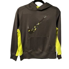 Nike Kids grey and yellow therma fit size Large hoodie with pocket