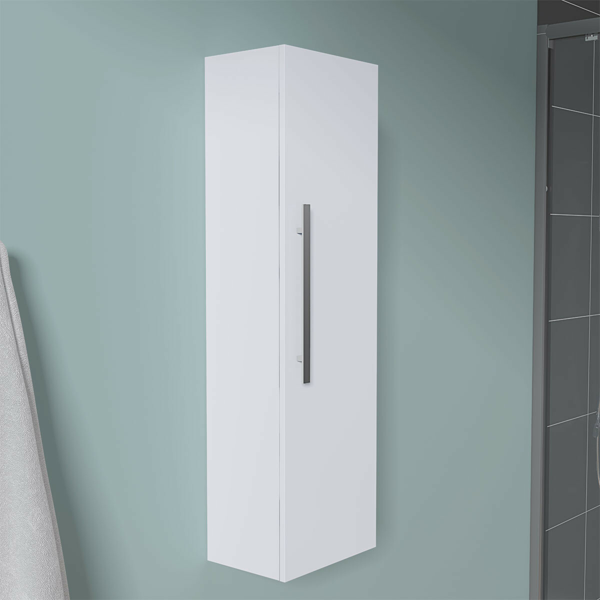 1200mm White Tall Bathroom Storage Cabinet Cupboard Wall Hung Furniture Unit