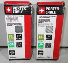 2x 1000-Pack Porter Cable 34 Degree Finish Nails 15 Gauge 2-1/2" inch PDA15250G