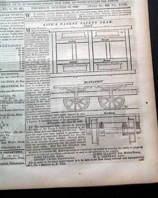 Early Railroads Locomotives Trains Ships Masthead Prints 1845 New York