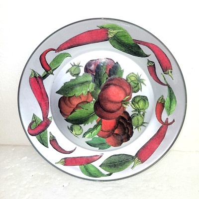 Unique Arcoroc France Decorative Glass Plate JIII 2000 Signed Collage Veggies