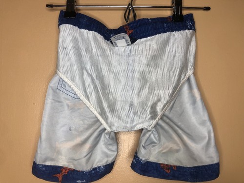 Lands End Boys Size Small Swim Shorts Blue And Orange Shark - Picture 10 of 12