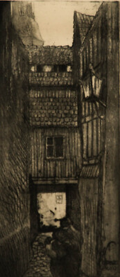 Ernst Busch - Radierung Aus Dem Frühen 20. Jahrhundert, Hintergasse In Berlin