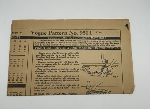 Camicetta anni 40 modello cucito Vogue 9511 Misses taglia 14 non stampata qualche taglio marcato - Foto 11 di 14