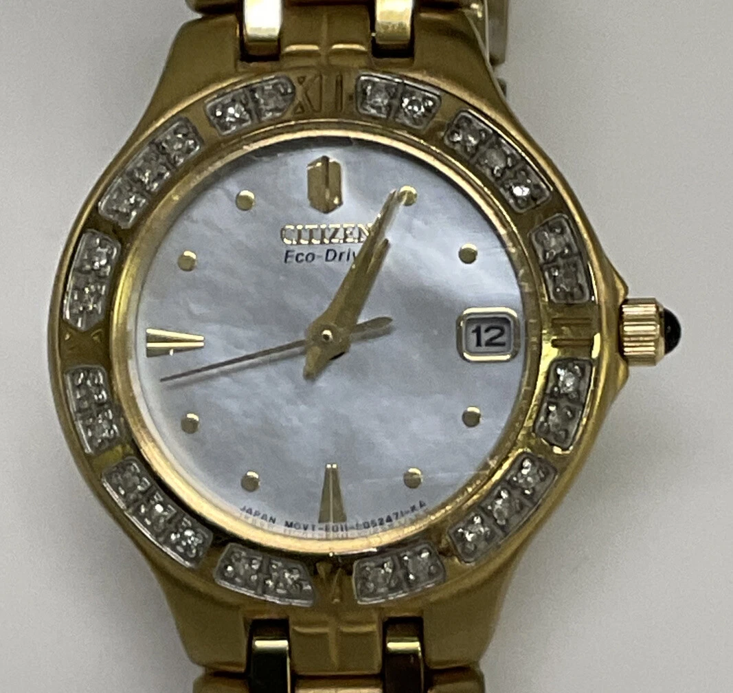 Citizen Eco Drive Diamond Bezel Stainless Steel Watch E011 S052471 KA FR302