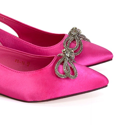 Damenschuhe flache Diamantschleife Slingback spitz zulaufend Braut Satin Größe - Bild 30 von 52