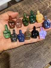 50pc Natural Mix Middle finger Skull Carved Quartz Crystal reiki healing Random