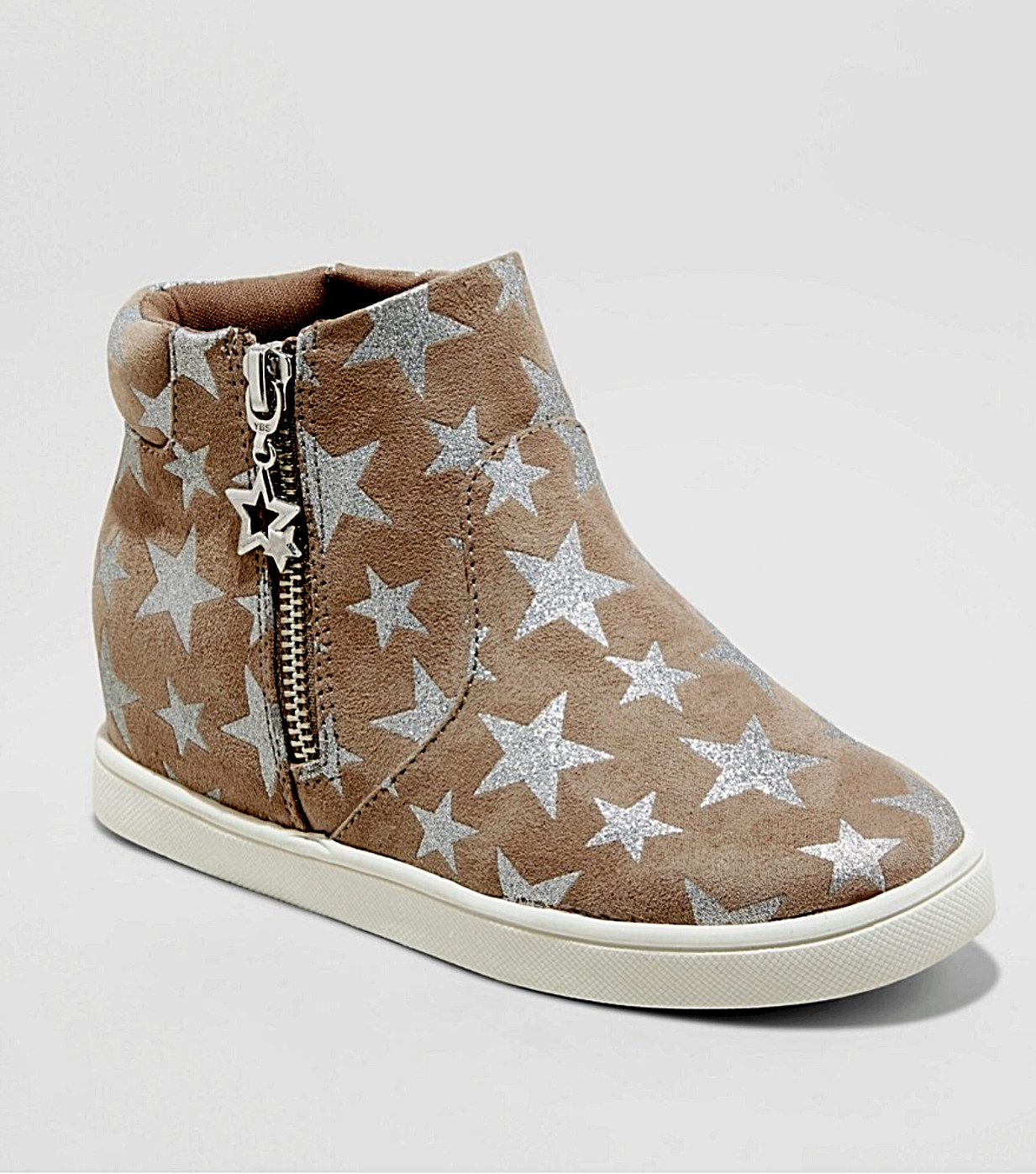 GIRLS ART CLASS HIGH-TOP METALLIC SILVER STAR SIDE-ZIP SNEAK