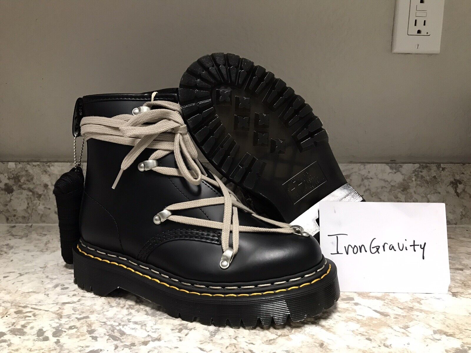 NWT Doc Dr Martens x Rick Owens 1460 Bex Leather Lace Up Boot Size