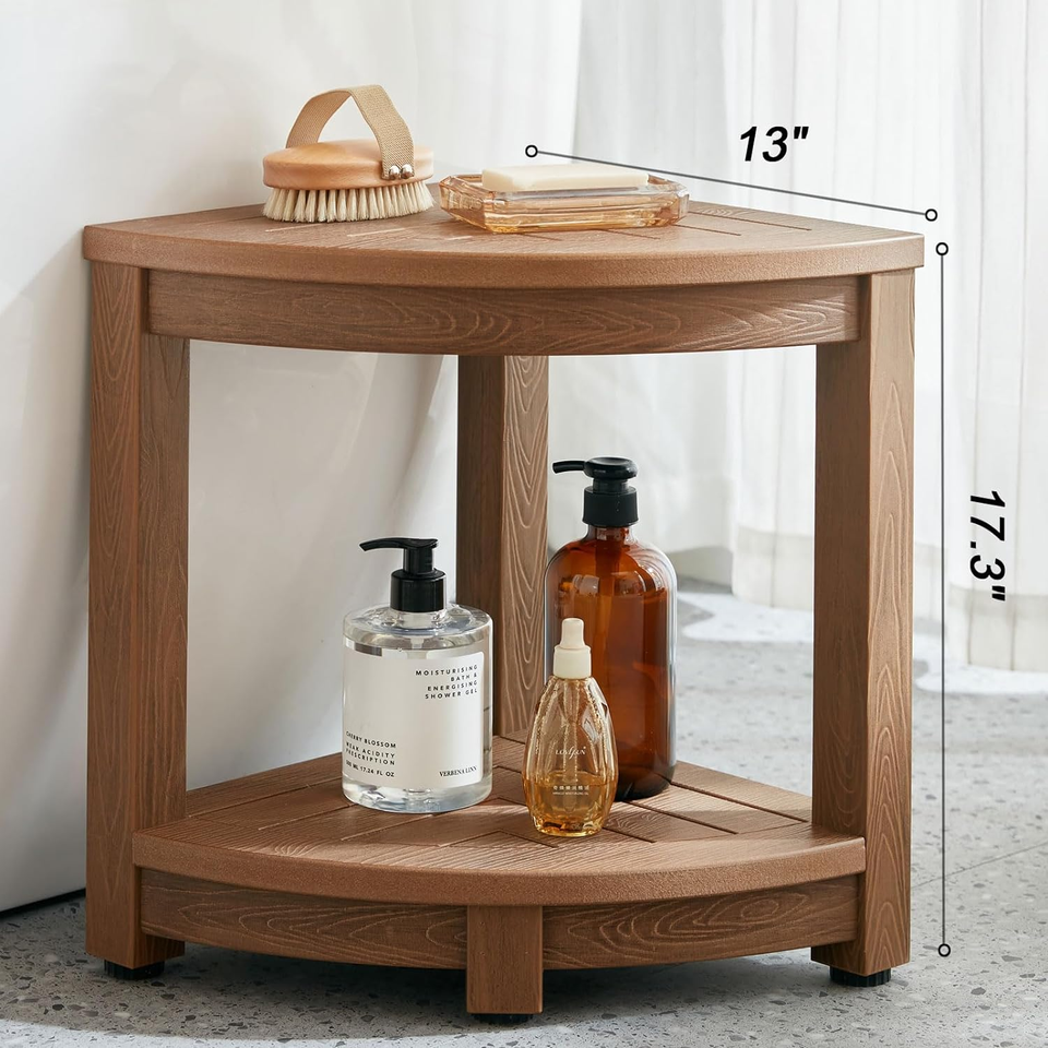 Corner Shower Stool for Shaving Leg, Waterproof Bathroom Shower Bench