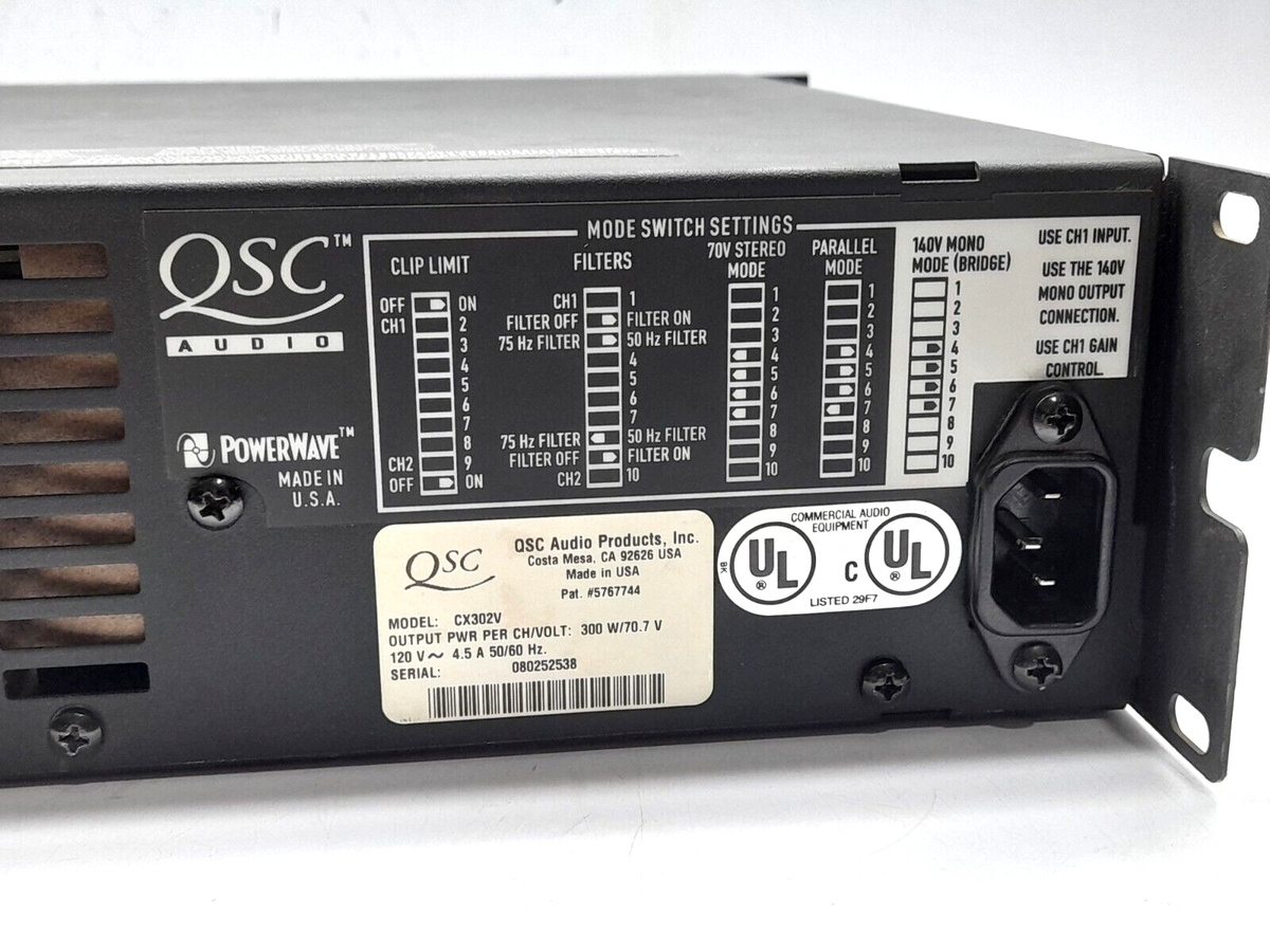 CX302V QSC パワーアンプ DIRECT 70V AMPLIFIER QSC CX302V Power Amplifier Output Power Per Ch/Volt 300W