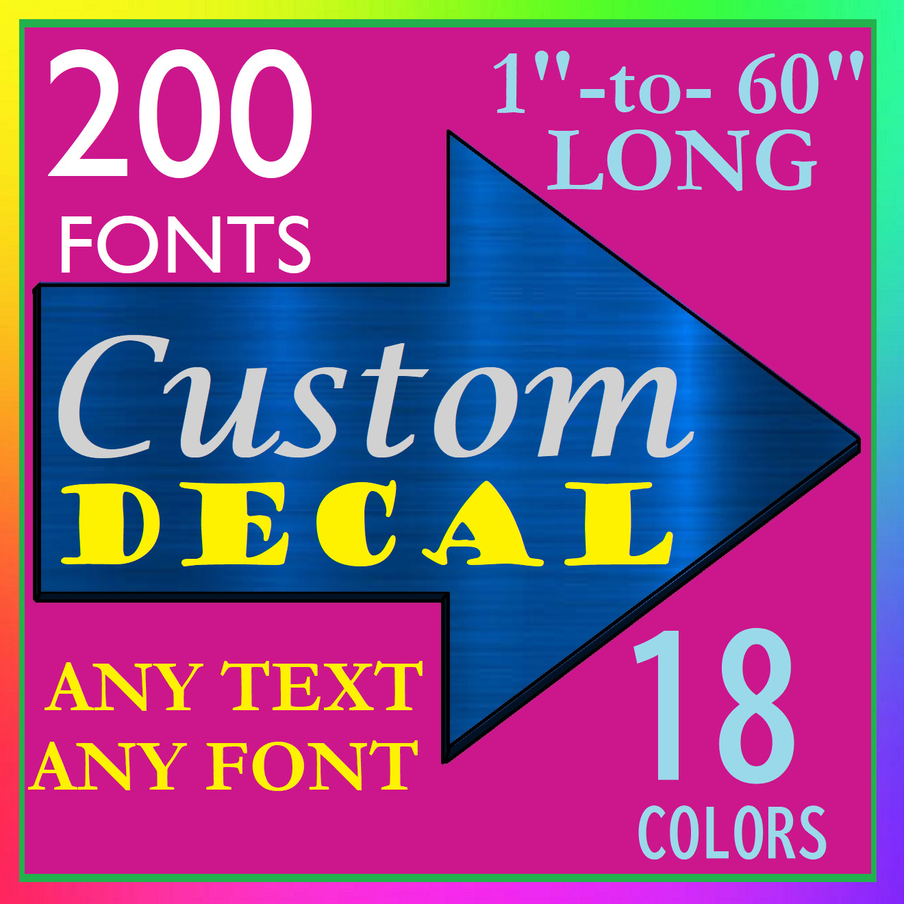 Custom Personalized Text Vinyl Lettering Decal,Name, Car, Wall, Truck, Bus, Bike