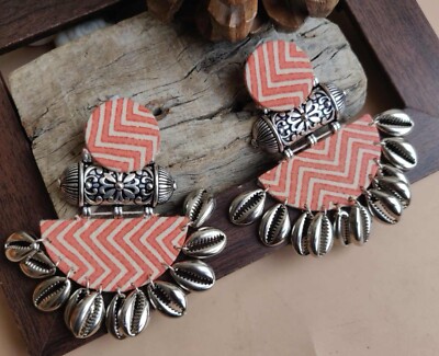 Handmade Fabric Stone work Partywear Earring Boho Jewellery Indian  UK UK