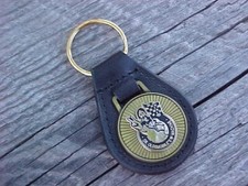 Dr. Oldsmobile W-Machine 442 NOS Leather Key Fob Antique Gold Medallion Quality