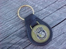 Dr. Oldsmobile W-Machine 442 NOS Leather Key Fob Antique Gold Medallion Quality