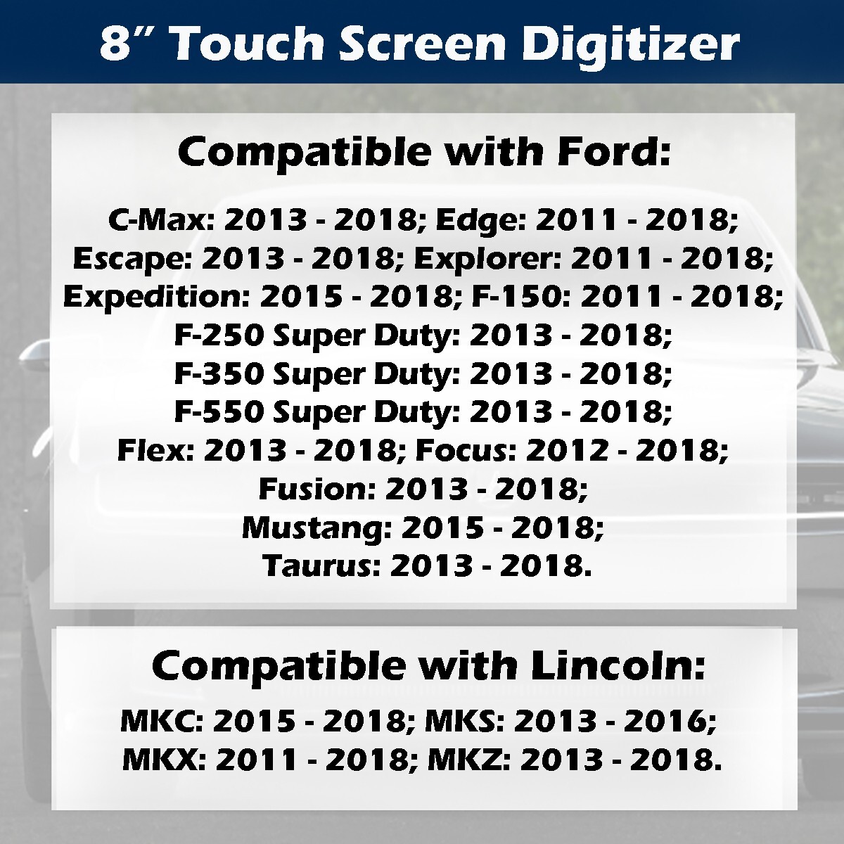 2013-2018 Lincoln MKZ Touch Screen Digitizer Replacement SYNC 3