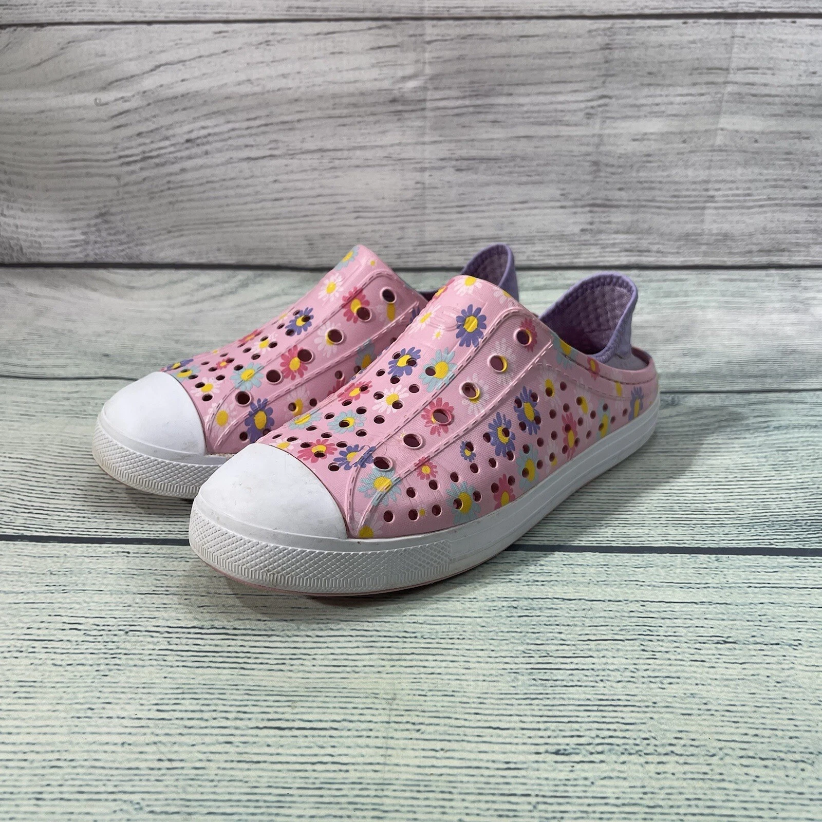 Skechers rosa floreale (stile Converse Low Top) traspirante ragazza taglia 5