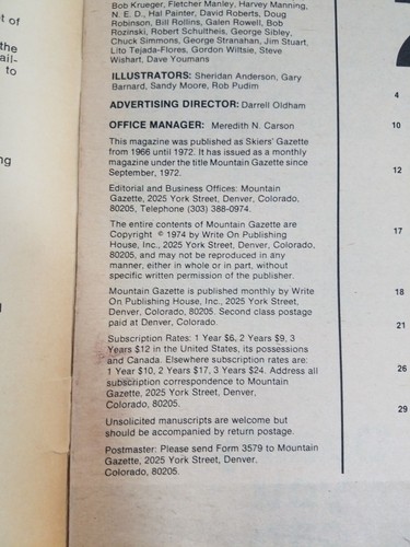 Mountain Gazette Issue #27 Literary Climbing Magazine 1974 - Imagen 4 de 6