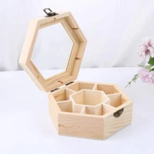 Healifty Necklace Box Unfinished Wooden Box Hexagon Jewelry Organizer Box