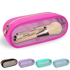 Nylon Small Clear Makeup Bag Slim Pouch, Cute Makeup Brush Case Makeup Bag Pr...