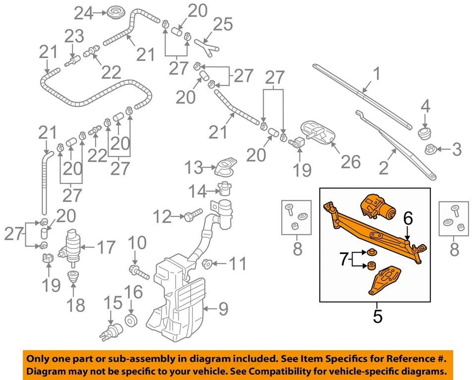Used Windshield Wiper Motor fits: 2016 Volkswagen Passat includes linkage Grade - Image 3 of 4