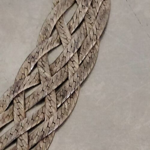 Lovely Vintage 925 Sterling Silver Wide Thick Braided Chain Link Choker Necklac - Picture 10 of 16