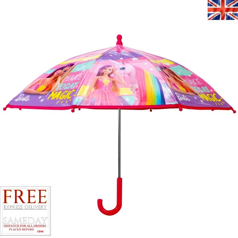 Frozen Kids Umbrella Disney Characters Barbie School Travel Brolly Girls Fun — 第 2/3 张图片