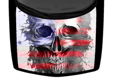 Tattoo Us Flag Torn Ripped Skull Hood Truck Wrap Vinyl Car Graphic Decal 58x65