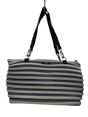 BAM Bags Blue Zipper Zippurse Flat Bottom Tote Clean Gently Used Blue