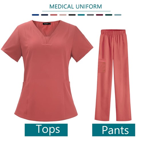Set abbigliamento da lavoro infermiere uniforme medica cura animali domestici scrub tute sala operatoria - Foto 5 di 26