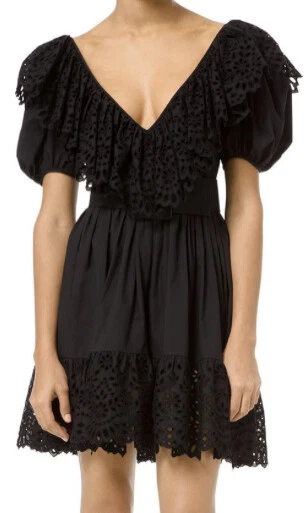 Abito in pizzo MICHAEL KORS COLLEZIONE Poplin con occhielli 10 nuovi con etichette Ret $1950