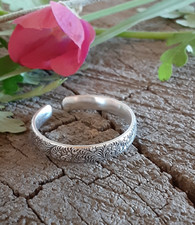 sterling silver thumb ring adjustable with swirls pattern - handmade