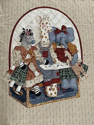 An Adorable African Jungle Animals Elephant And Giraffe Cotton Fabric Panel Free US Shipping