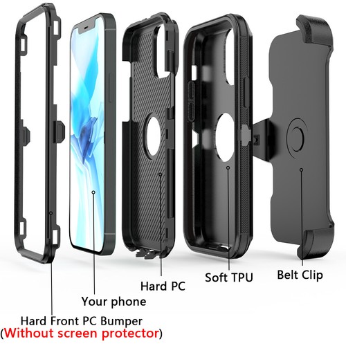 For iPhone 12 Pro/12 Pro Max/12 Mini Case+Tempered Glass+Belt Clip Fits Otterbox - Picture 5 of 29