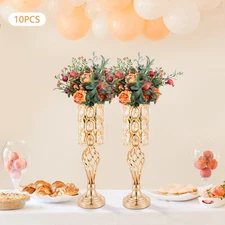 10Pcs Metal Wedding Table Centerpieces Crystal Flower Vase Stand Party Decor
