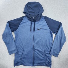 Nike Dry Fit Full Zip Running Hoodie Light Men M Blue Athletic Jacket BV2676-451