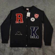 Kappa Sweater Men Extra Large Black Varsity Patches Robi Giovani Sea Cardigan 69