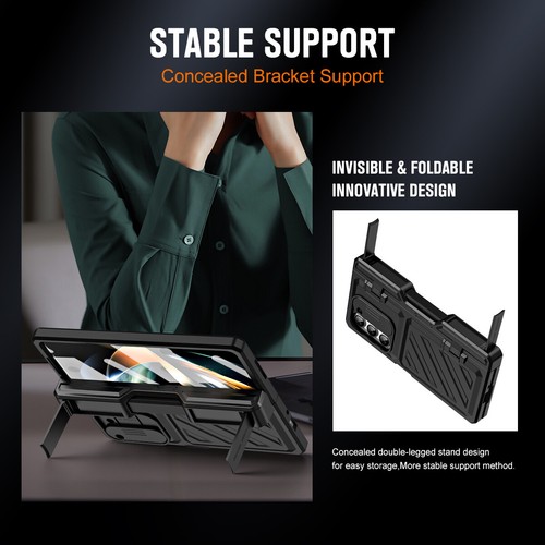 For Samsung Galaxy Z Fold5 /4 Armor Stand Case+ Screen Protector+ Pen+Lens Cover - 第 13/39 張圖片