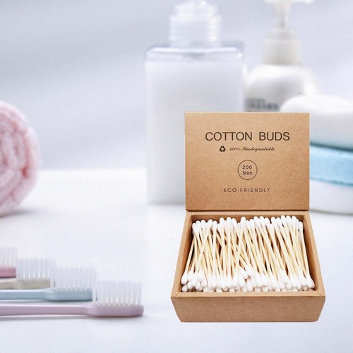 Bamboo Qtips Cotton Swabs with Wooden Sticks Q Tips for Ears Swabs 400 Count - Picture 2 of 7